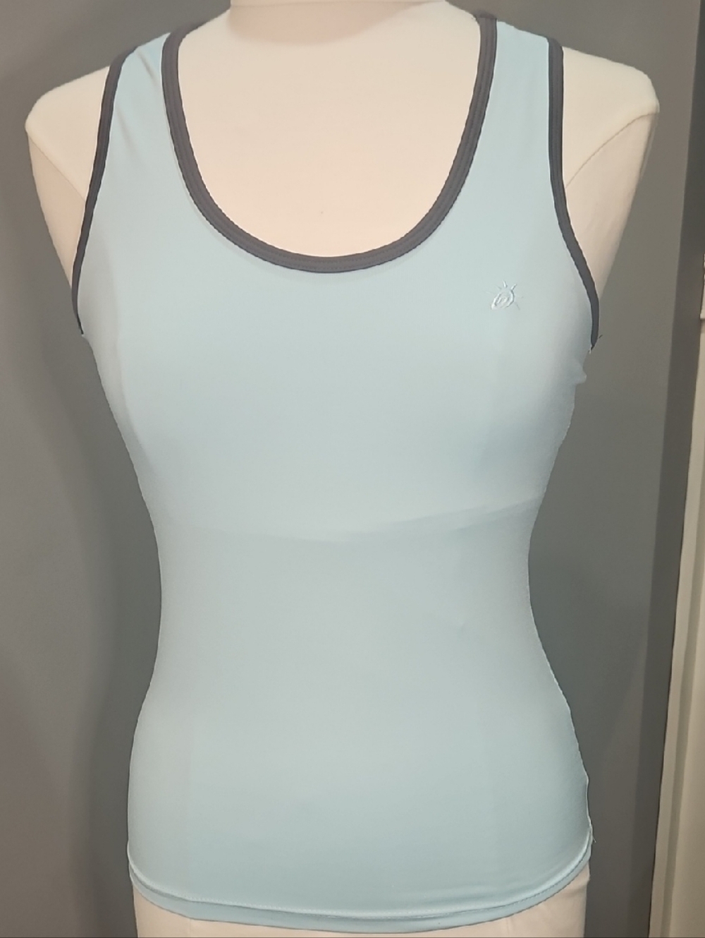 So Sporty Light Blue Athletic Tank with Dark Gray Trim